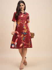 Elegant Mehroon Summer Dress