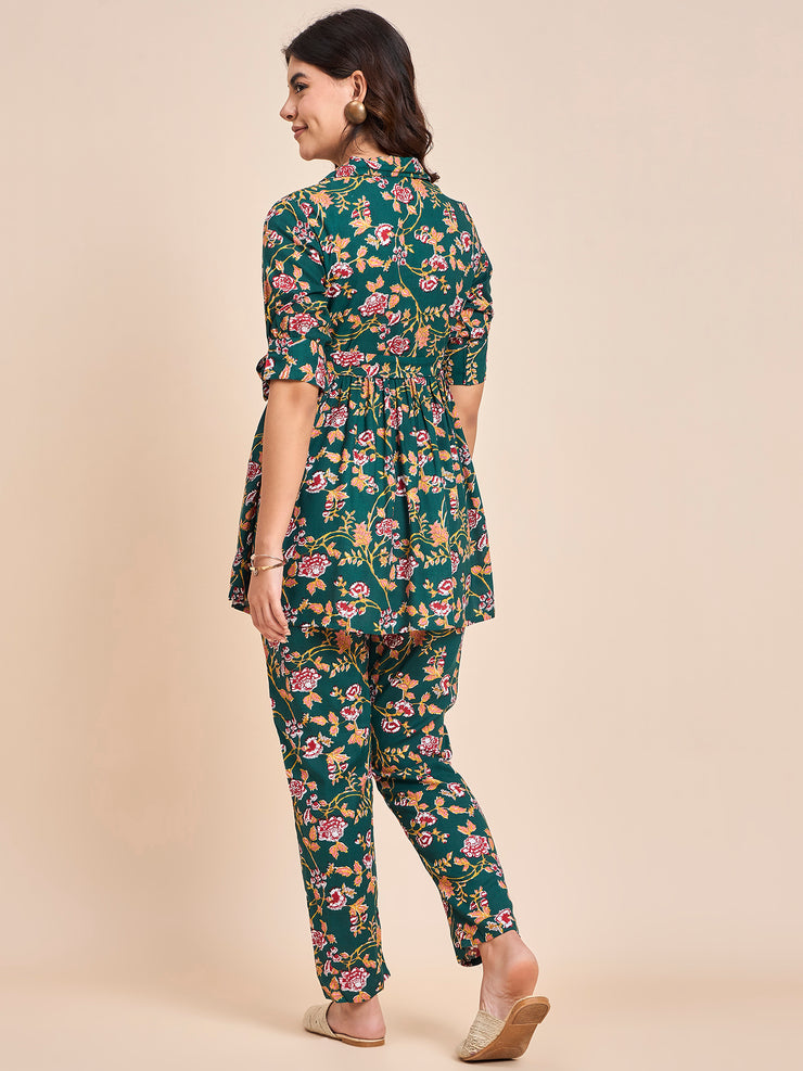 Stylish Women's Floral Printed Cotton Co-ord Set