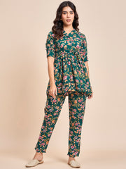 Stylish Women's Floral Printed Cotton Co-ord Set