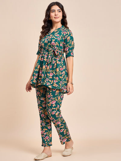 Stylish Women's Floral Printed Cotton Co-ord Set