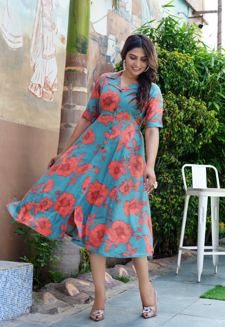 Blue Summer Bloom Dress