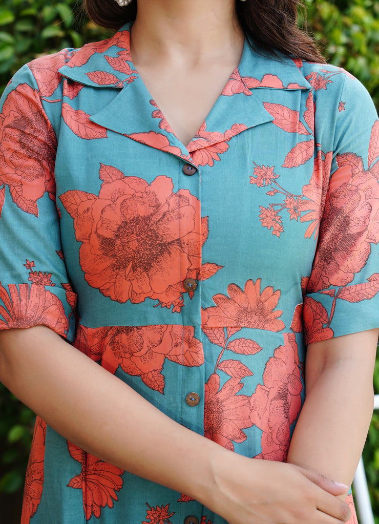 Blue Summer Bloom Dress