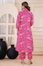 Women's Pink Cotton Printed Coord Set