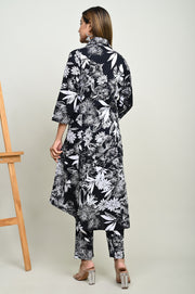 Women's Black Cotton Printed Coord Set