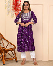 Women's Heavy Embroidery Beautiful Straight Kurti with Pant