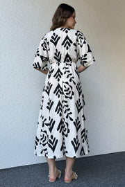 White and Black Summer Bloom Dress