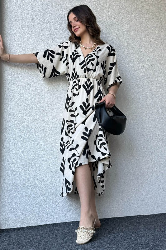 White and Black Summer Bloom Dress