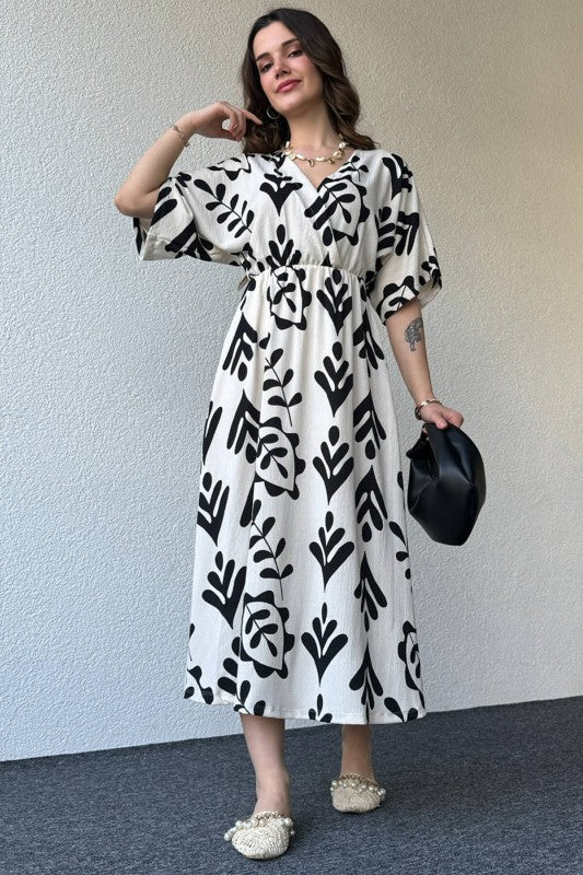 White and Black Summer Bloom Dress