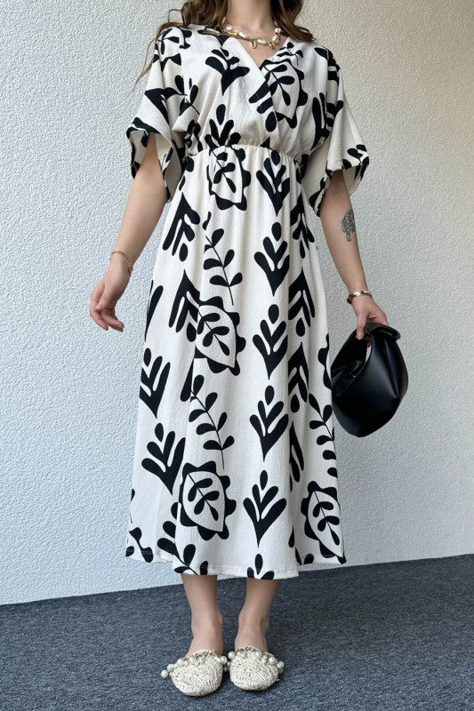 White and Black Summer Bloom Dress