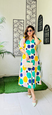 Quirky Prints cotton Midi Dress