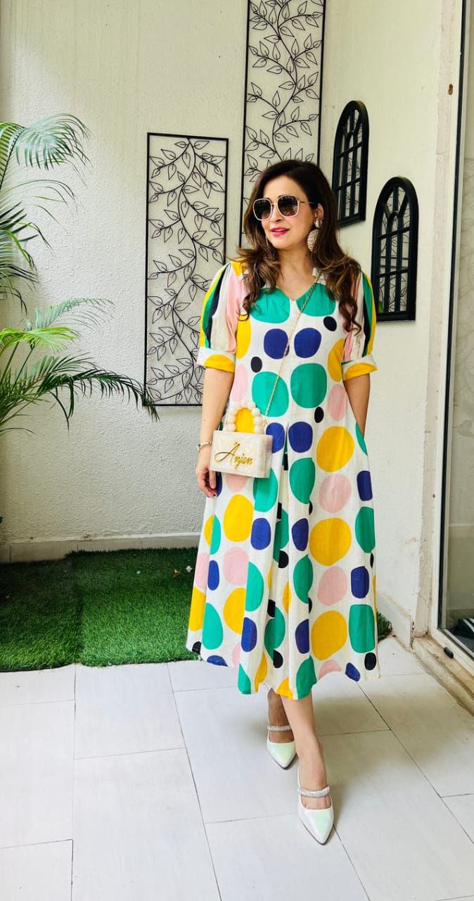 Quirky Prints cotton Midi Dress