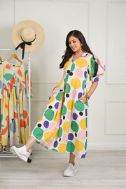 Quirky Prints cotton Midi Dress