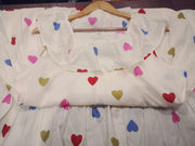 Cream Cotton printed Heart Printed Dress