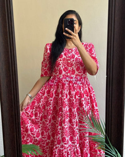 Pink Pure Cotton Summer Bloom Dress