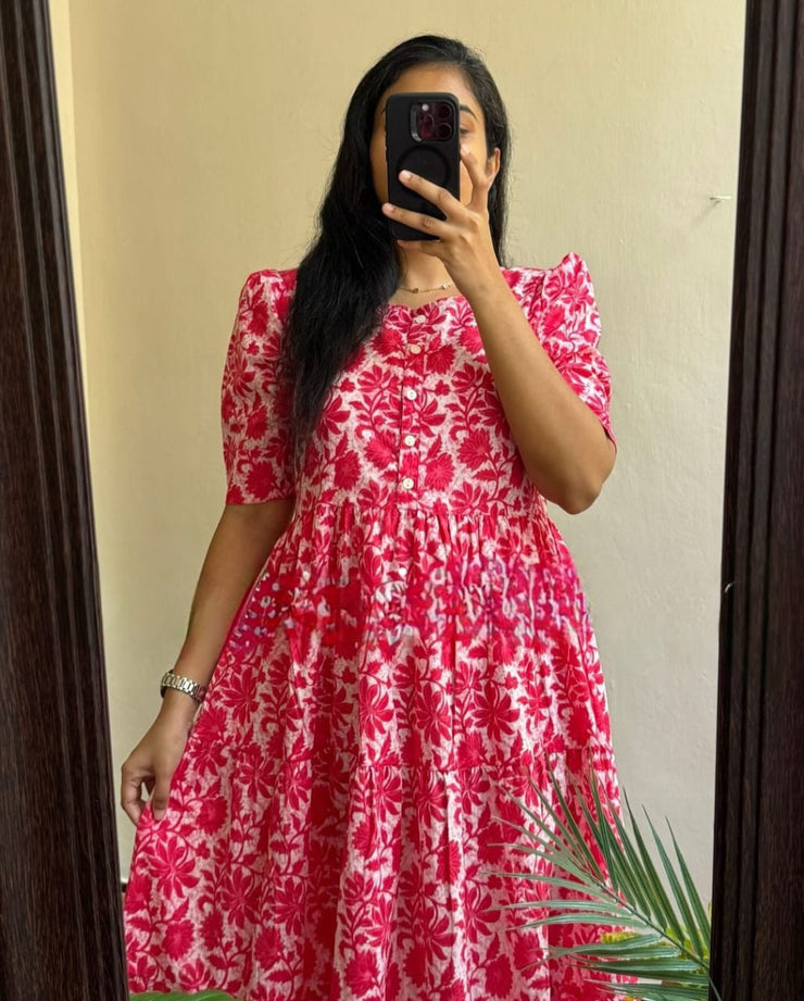 Pink Pure Cotton Summer Bloom Dress