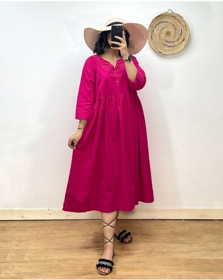 New Beautiful cotton Pink Gown dress