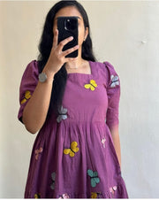 Rare Wine Colour Butterfly Dress