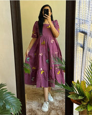 Rare Wine Colour Butterfly Dress