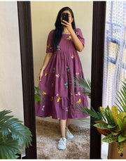 Rare Wine Colour Butterfly Dress